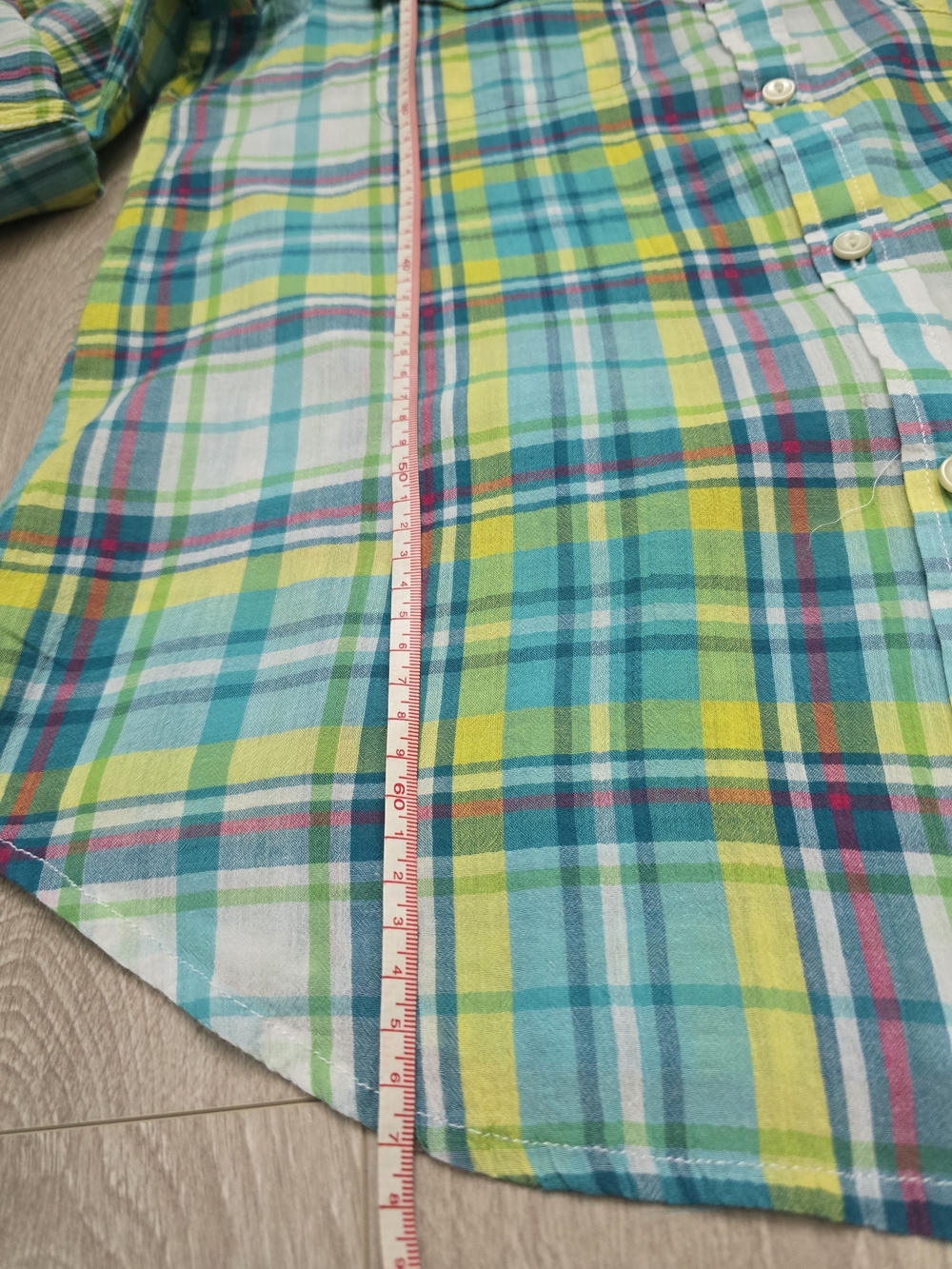 Ralph Lauren Plaid Button-Down Shirt in Aqua, Yellow & Green Cotton Size L - Picture 8 of 8